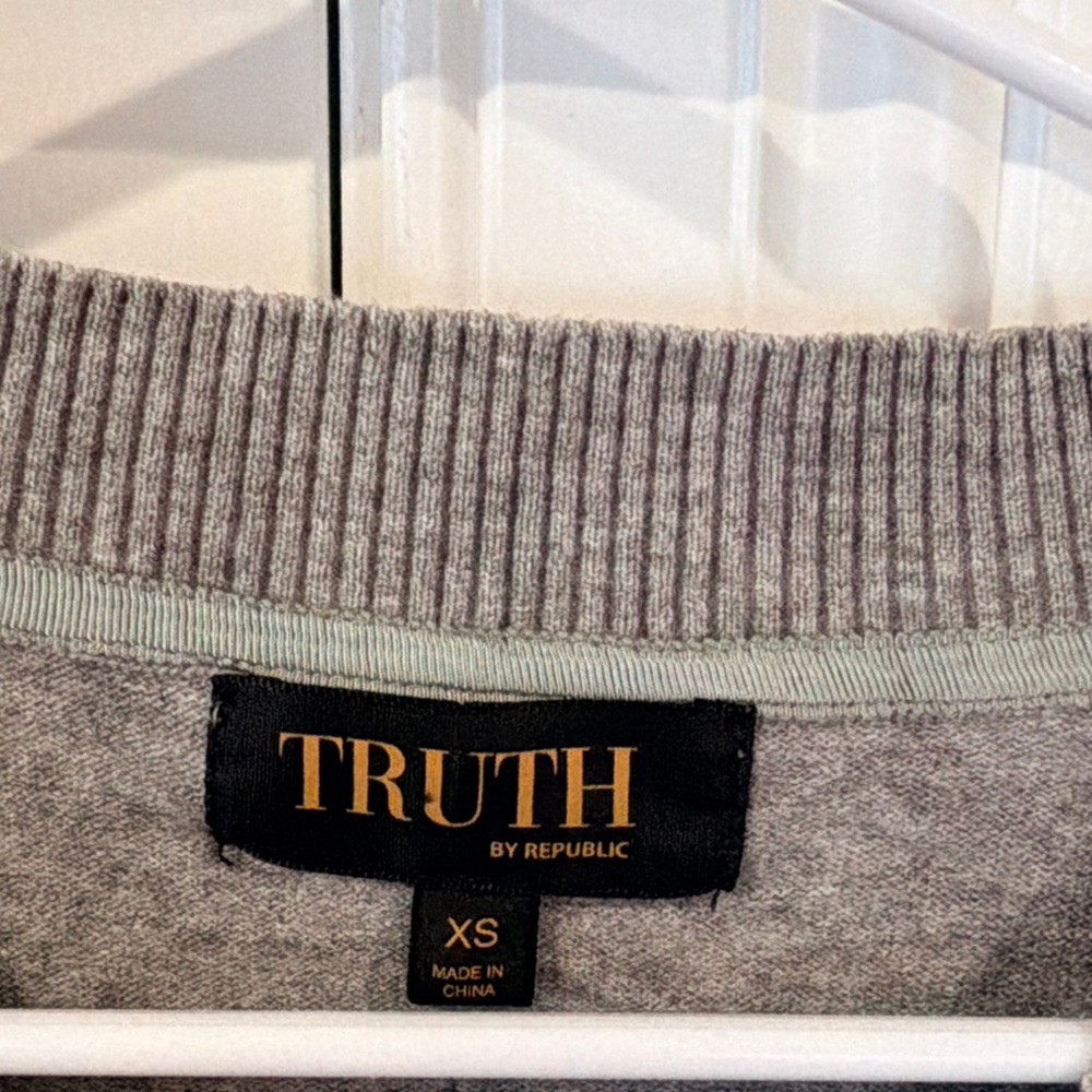 Truth Gray Sweater with Ribbed Collar - Picture 3 of 3